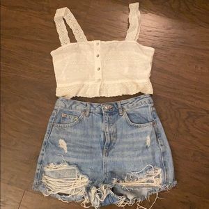 White lace crop top